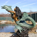 Hot Selling Outdoor Life Size Bronze Mermaid And Dolphin Fountain Statues